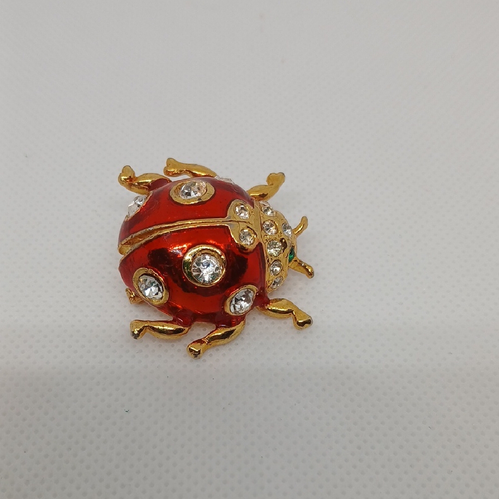 Elegant Red and Gold Ladybug Brooch